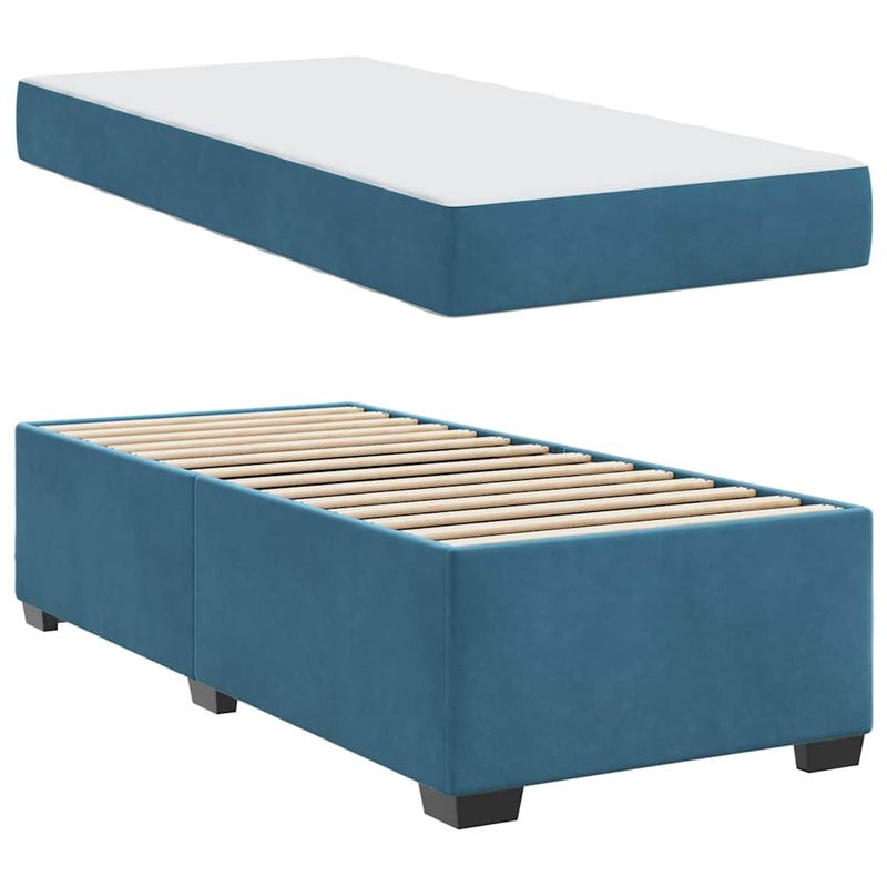 Casa si Gradina - Mobilier - Paturi si accesorii - Paturi - Cadru de pat Altele Albastru inchis 90 x 190 cm Catifea - Infinity.ro