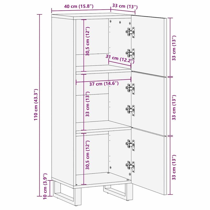 Casa si Gradina - Mobilier - Dulapuri si sifoniere - Dulapuri - Highboard din lemn de nuc cu raft Altele cu depozitare cu usa Maro 40 x 33.5 x 110 cm - Infinity.ro