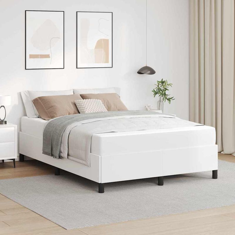 Casa si Gradina - Mobilier - Paturi si accesorii - Paturi - Cadru de pat cu saltea Alb 160 x 200 cm Piele artificiala - Infinity.ro