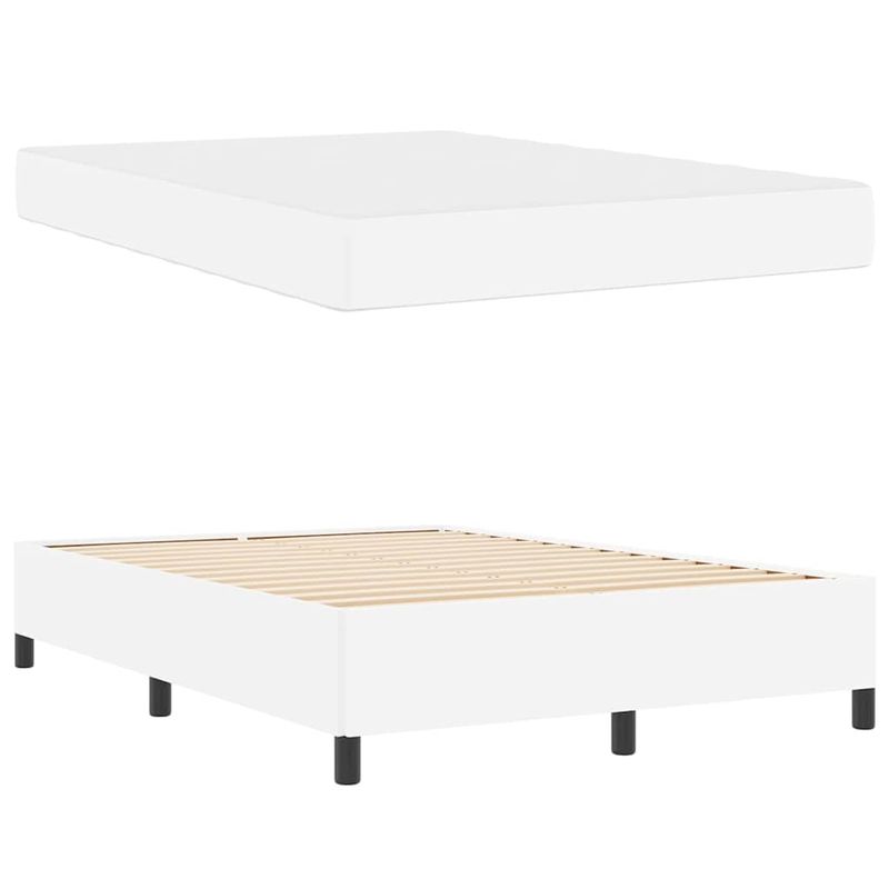 Casa si Gradina - Mobilier - Paturi si accesorii - Paturi - Cadru de pat cu saltea Alb 160 x 200 cm Piele artificiala - Infinity.ro