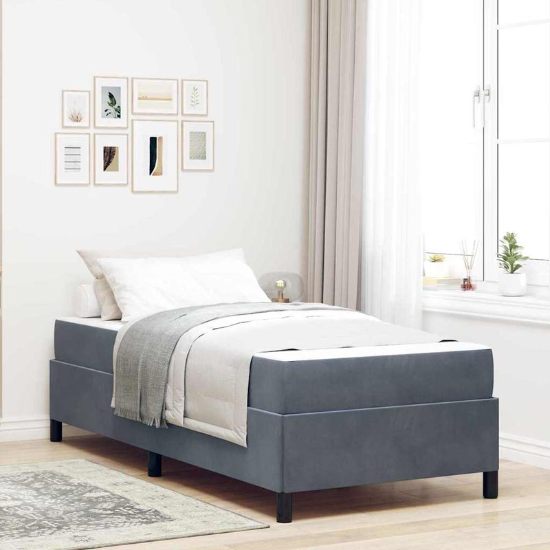 Casa si Gradina - Mobilier - Paturi si accesorii - Paturi - Cadru de pat Altele Gri inchis si Alb 100 x 200 cm Catifea - Infinity.ro