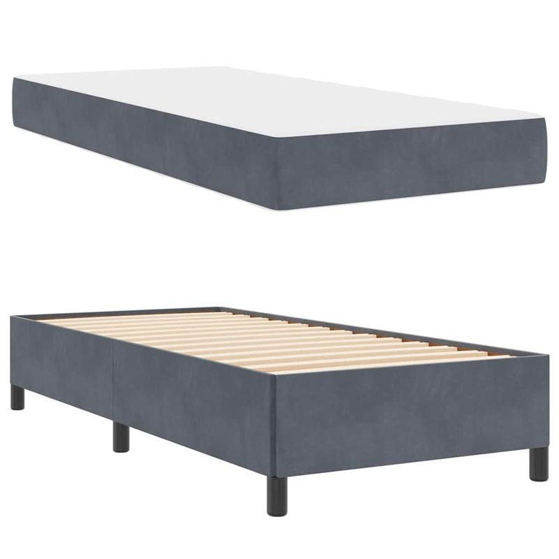 Casa si Gradina - Mobilier - Paturi si accesorii - Paturi - Cadru de pat Altele Gri inchis si Alb 100 x 200 cm Catifea - Infinity.ro