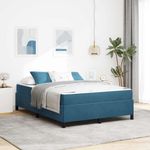 Casa si Gradina - Mobilier - Paturi si accesorii - Paturi - Cadru de pat Altele Albastru inchis si alb 160 x 200 cm Catifea - Infinity.ro