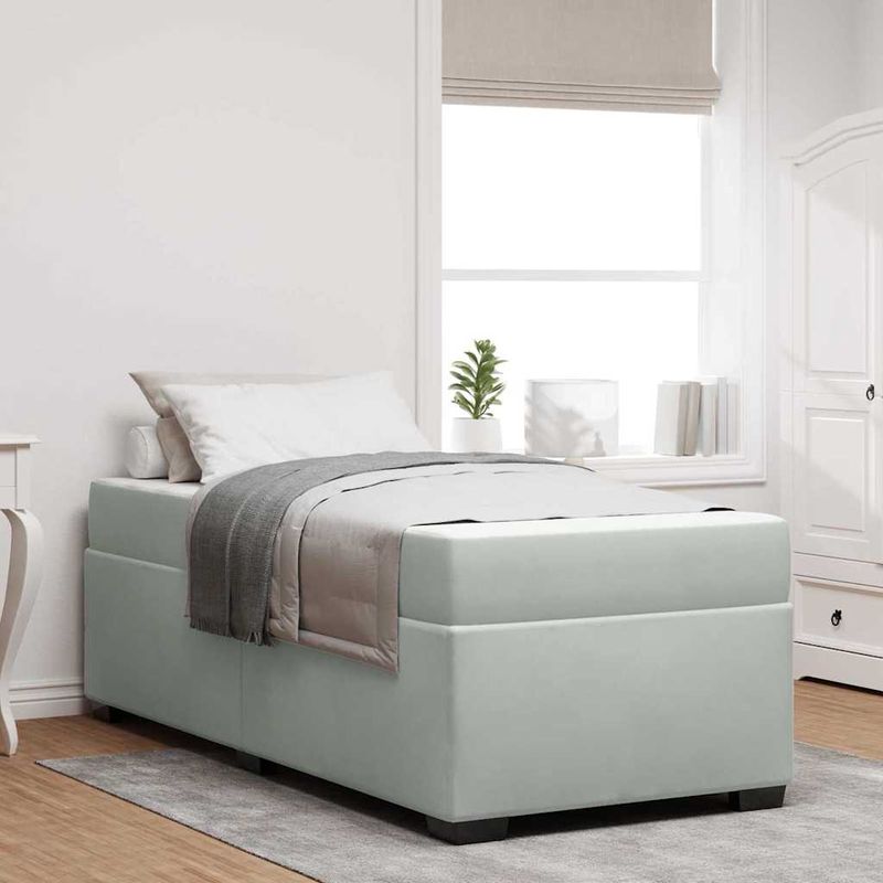 Casa si Gradina - Mobilier - Paturi si accesorii - Paturi - Cadru de pat cu saltea Altele Gri deschis 90 x 190 cm Catifea - Infinity.ro