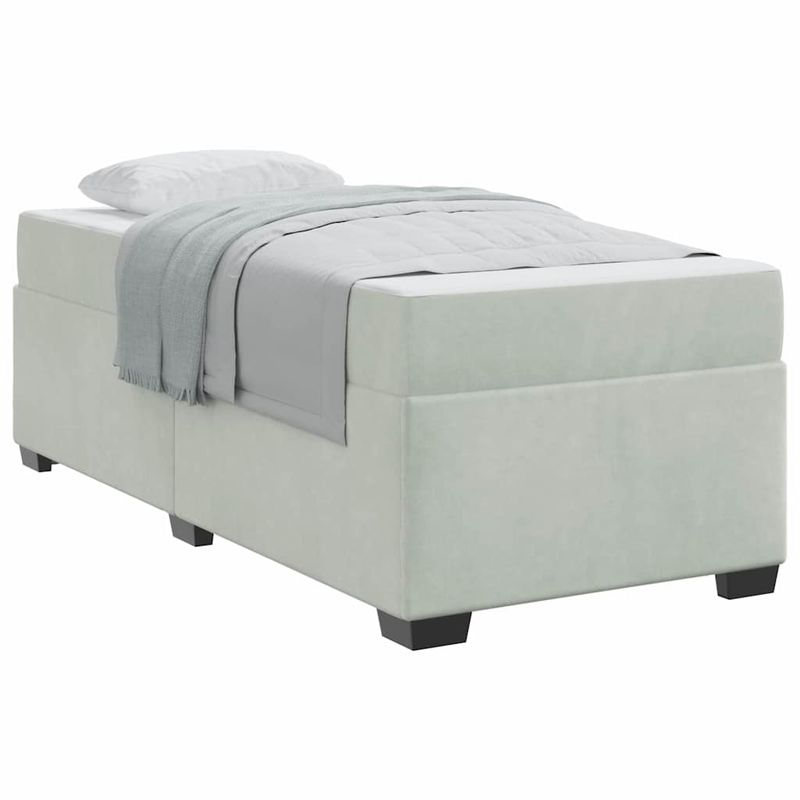 Casa si Gradina - Mobilier - Paturi si accesorii - Paturi - Cadru de pat cu saltea Altele Gri deschis 90 x 190 cm Catifea - Infinity.ro