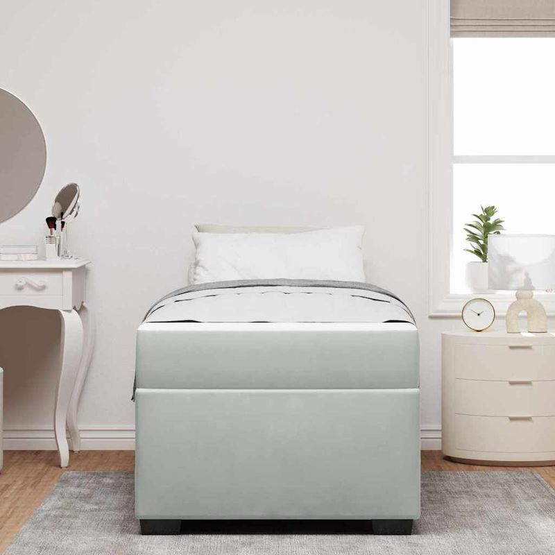 Casa si Gradina - Mobilier - Paturi si accesorii - Paturi - Cadru de pat cu saltea Altele Gri deschis 90 x 190 cm Catifea - Infinity.ro