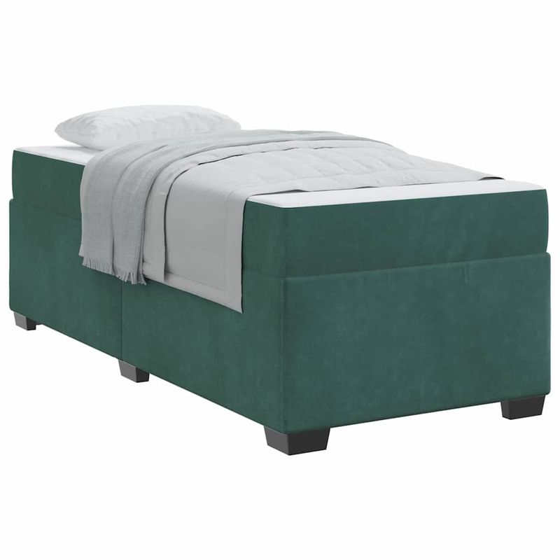 Casa si Gradina - Mobilier - Paturi si accesorii - Paturi - Cadru de pat cu saltea Altele Verde inchis 90 x 190 cm Catifea - Infinity.ro