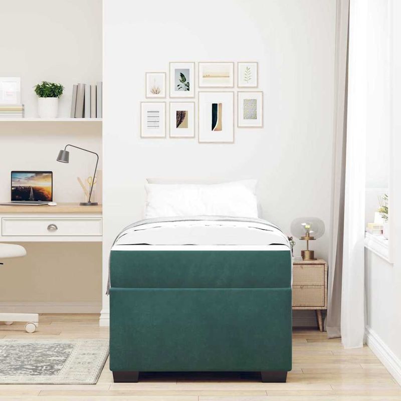 Casa si Gradina - Mobilier - Paturi si accesorii - Paturi - Cadru de pat cu saltea Altele Verde inchis 90 x 190 cm Catifea - Infinity.ro