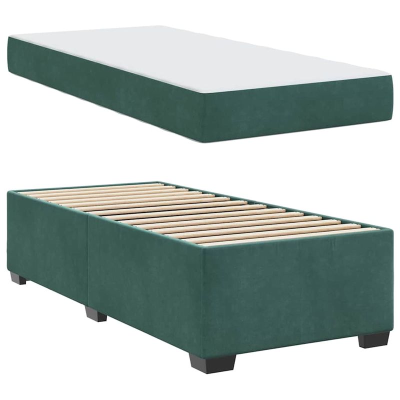 Casa si Gradina - Mobilier - Paturi si accesorii - Paturi - Cadru de pat cu saltea Altele Verde inchis 90 x 190 cm Catifea - Infinity.ro
