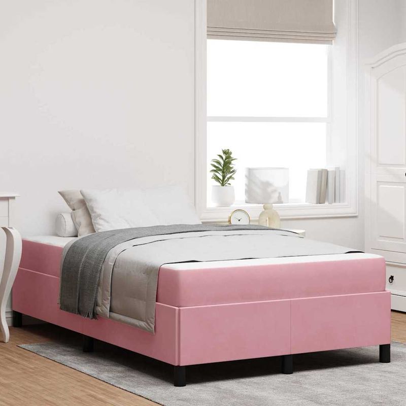 Casa si Gradina - Mobilier - Paturi si accesorii - Paturi - Cadru de pat Altele Roz si alb 120 x 200 cm Catifea - Infinity.ro