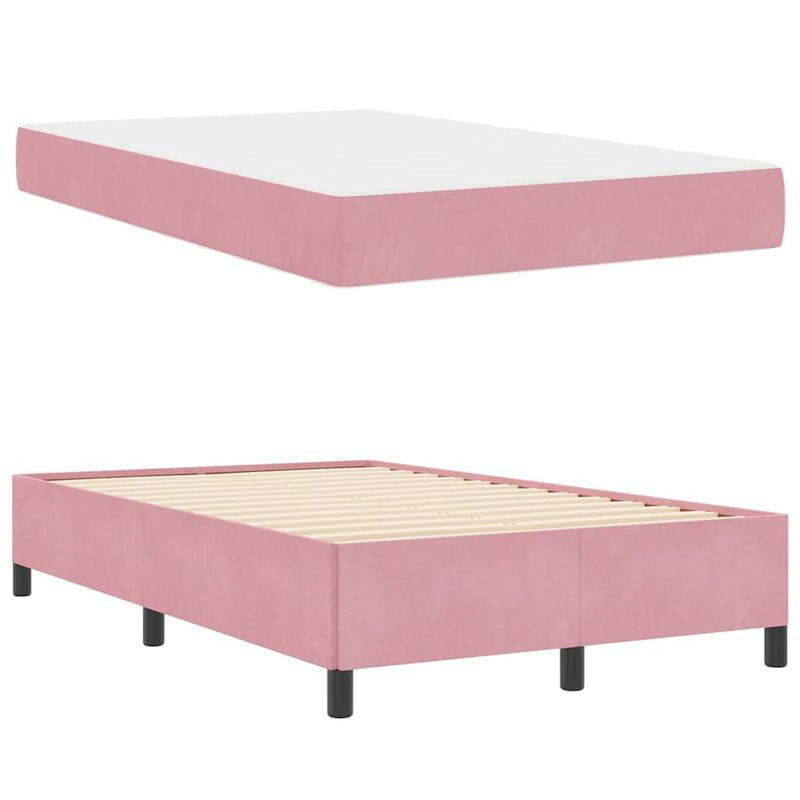 Casa si Gradina - Mobilier - Paturi si accesorii - Paturi - Cadru de pat Altele Roz si alb 120 x 200 cm Catifea - Infinity.ro