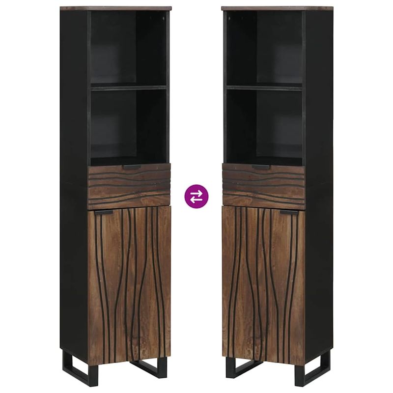 Casa si Gradina - Mobilier - Mobilier baie - Corpuri baie - Seturi de mobilier pentru baie cu sertar cu raft Dungi Maro 38 x 33 x 160 cm - Infinity.ro