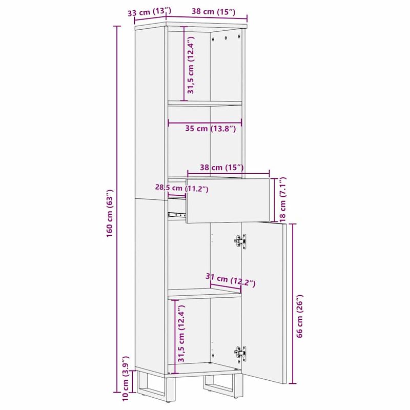 Casa si Gradina - Mobilier - Mobilier baie - Corpuri baie - Seturi de mobilier pentru baie cu sertar cu raft Dungi Maro 38 x 33 x 160 cm - Infinity.ro