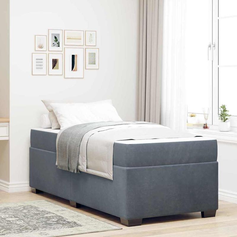 Casa si Gradina - Mobilier - Paturi si accesorii - Paturi - Cadru de pat cu saltea Altele Gri inchis 90 x 200 cm Catifea - Infinity.ro