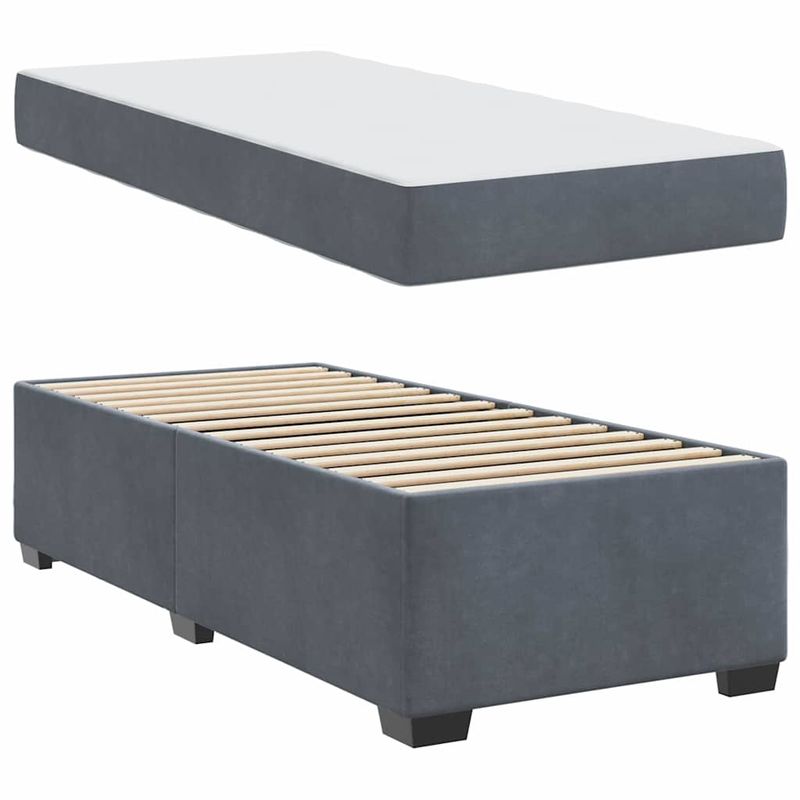 Casa si Gradina - Mobilier - Paturi si accesorii - Paturi - Cadru de pat cu saltea Altele Gri inchis 90 x 200 cm Catifea - Infinity.ro