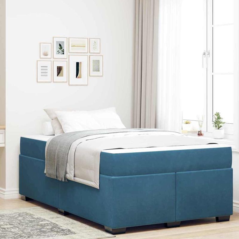 Casa si Gradina - Mobilier - Paturi si accesorii - Paturi - Cadru de pat cu saltea Albastru inchis 120 x 190 cm Catifea - Infinity.ro