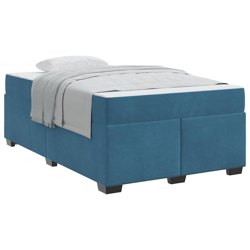 Casa si Gradina - Mobilier - Paturi si accesorii - Paturi - Cadru de pat cu saltea Albastru inchis 120 x 190 cm Catifea - Infinity.ro