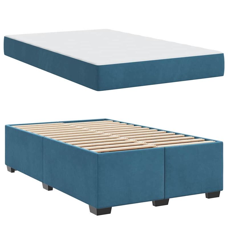 Casa si Gradina - Mobilier - Paturi si accesorii - Paturi - Cadru de pat cu saltea Albastru inchis 120 x 190 cm Catifea - Infinity.ro