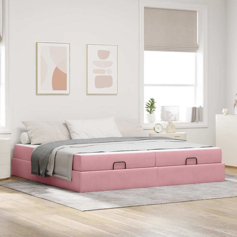 Casa si Gradina - Mobilier - Paturi si accesorii - Paturi - Cadru de pat Altele Roz 200 x 200 cm Catifea - Infinity.ro