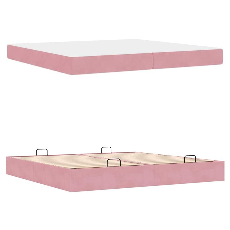 Casa si Gradina - Mobilier - Paturi si accesorii - Paturi - Cadru de pat Altele Roz 200 x 200 cm Catifea - Infinity.ro