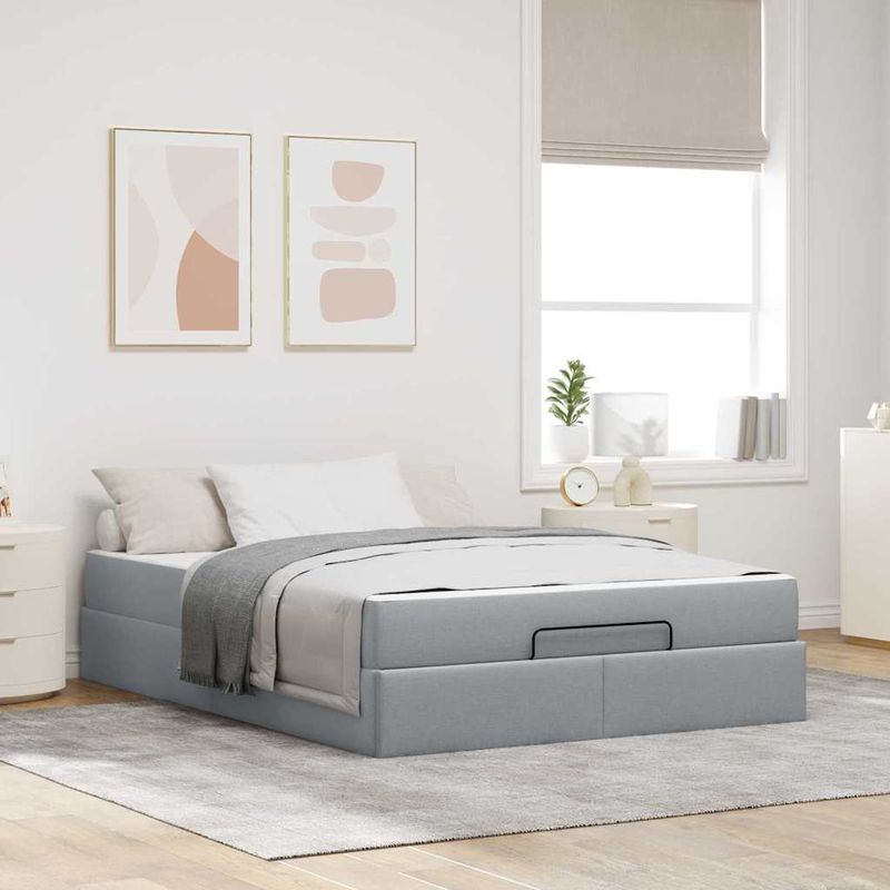 Casa si Gradina - Mobilier - Paturi si accesorii - Paturi - Cadru de pat Altele cu depozitare Gri deschis 160 x 200 cm tesatura - Infinity.ro