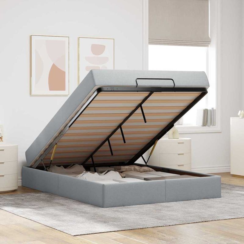 Casa si Gradina - Mobilier - Paturi si accesorii - Paturi - Cadru de pat Altele cu depozitare Gri deschis 160 x 200 cm tesatura - Infinity.ro