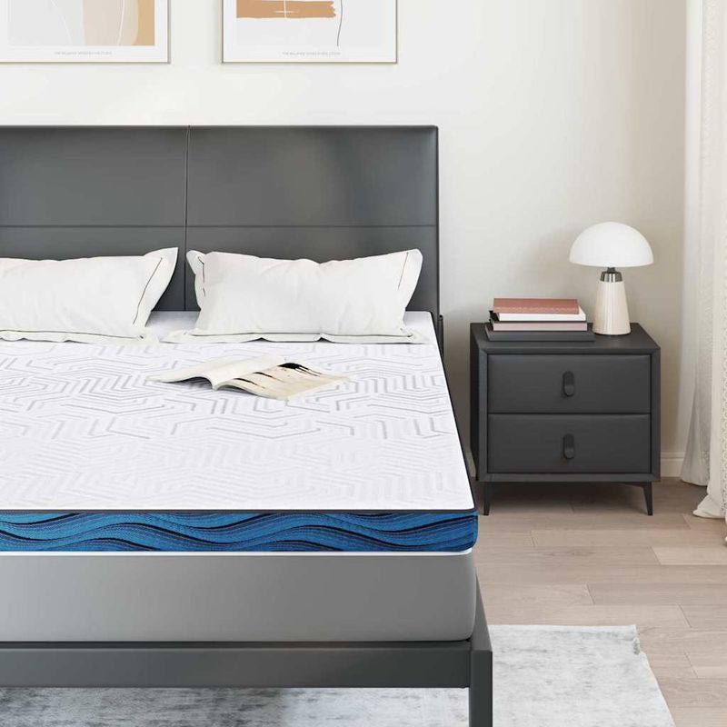 Casa si Gradina - Mobilier - Saltele si somiere - Toppere - Topper pentru saltea Alb si albastru 160 x 200 cm - Infinity.ro