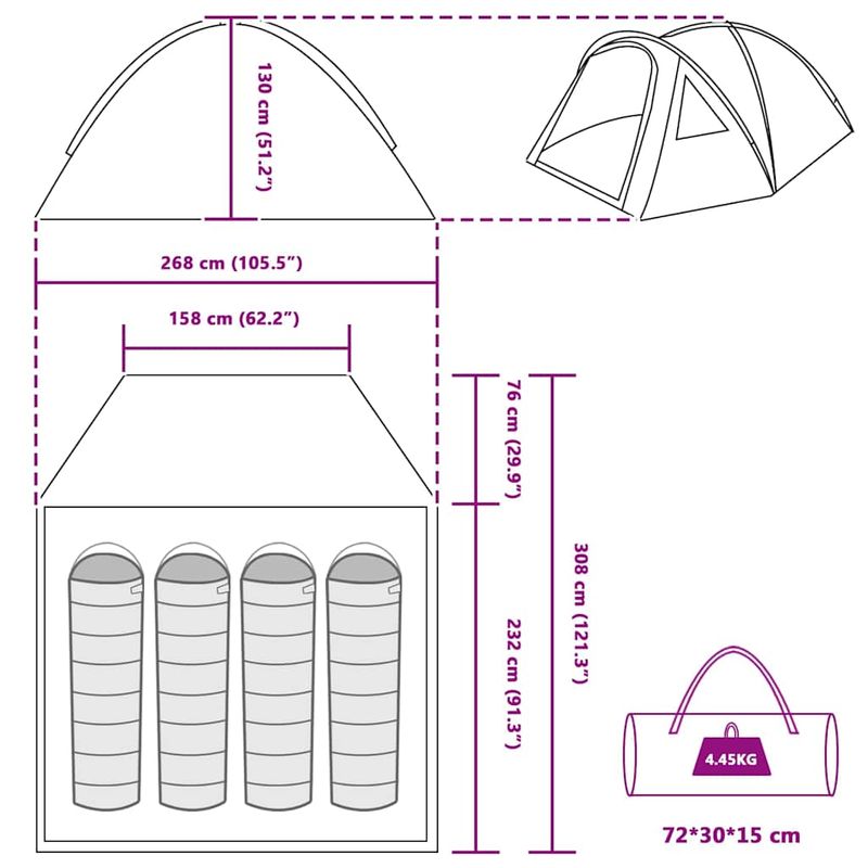 Sport si Outdoor - Camping - Corturi camping - Cort cu acoperis Verde Mediu Poliester si fibra de sticla - Infinity.ro