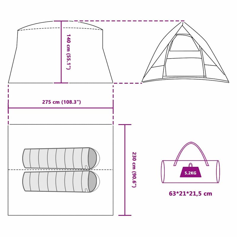 Sport si Outdoor - Camping - Corturi camping - Cort Gri si portocaliu 275 x 230 x 140 cm - Infinity.ro