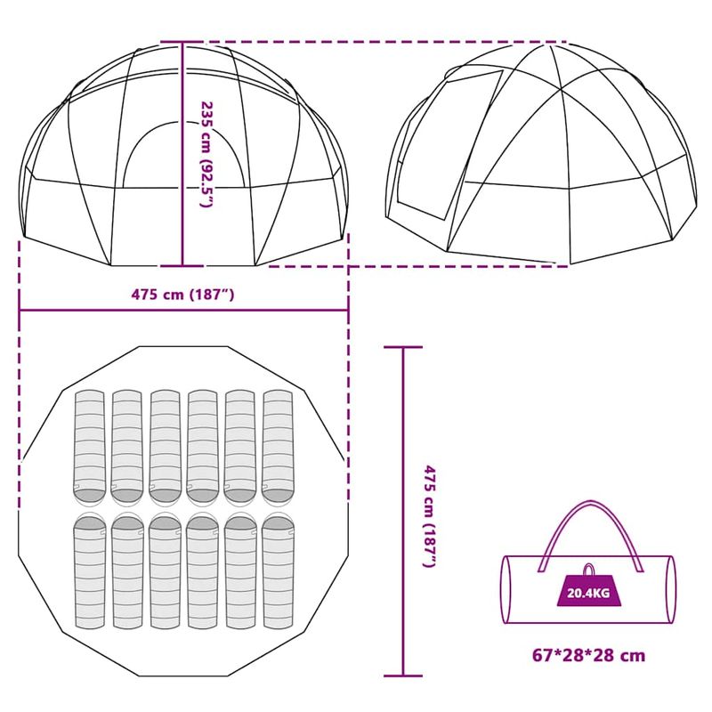 Sport si Outdoor - Camping - Corturi camping - Cort cu acoperis cu aerisire de aer Verde mare - Infinity.ro
