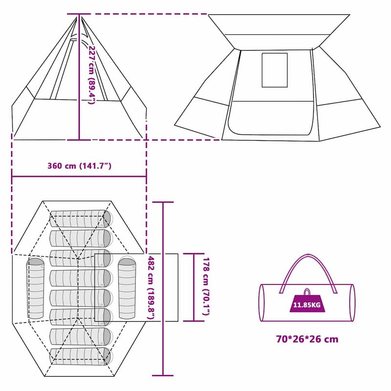 Sport si Outdoor - Camping - Corturi camping - Cort albastru 482 x 360 x 227 cm - Infinity.ro