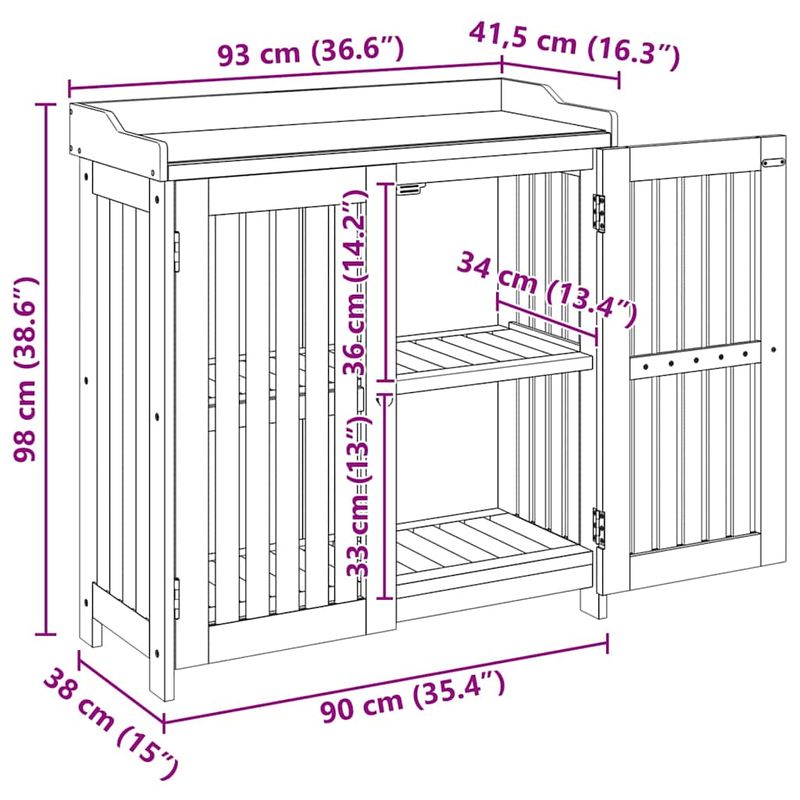 Casa si Gradina - Mobilier - Dulapuri si sifoniere - Dulapuri - Dulap de gradina Maro 78 x 36.5 x 78cm Lemn masiv de acacia - Infinity.ro