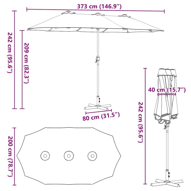 Casa si Gradina - Gradina si terasa - Umbrele si pavilioane - Umbrele - Parasol de Gradina albastru 380 x 196 x 235 cm - Infinity.ro