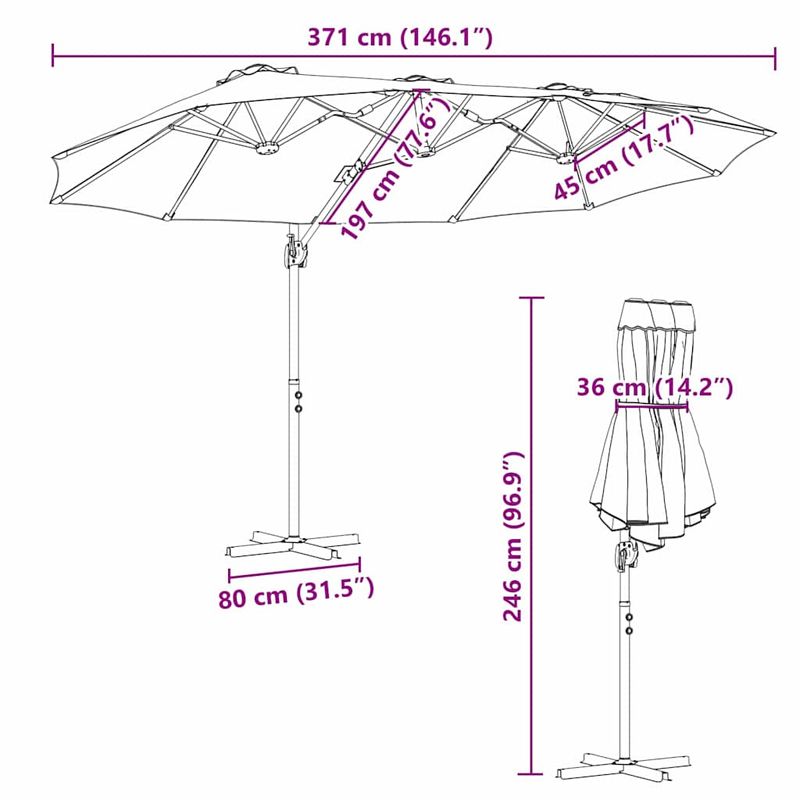 Casa si Gradina - Gradina si terasa - Umbrele si pavilioane - Umbrele - Parasol cu brat cantilever pentru gradina cu blocare Antracit - Infinity.ro