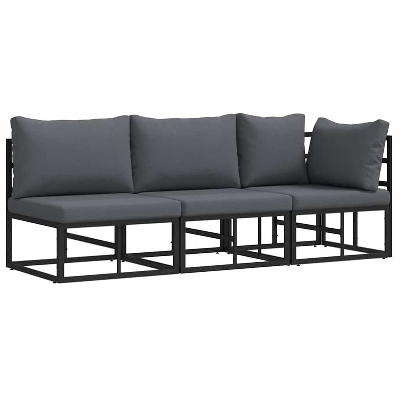Casa si Gradina - Gradina si terasa - Mobilier exterior - Canapele si fotolii gradina - Seturi de mobilier de exterior cu perna cu perna 3 pcs Negru si antracit - Infinity.ro