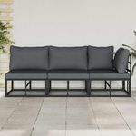Casa si Gradina - Gradina si terasa - Mobilier exterior - Canapele si fotolii gradina - Seturi de mobilier de exterior cu perna cu perna 3 pcs Negru si antracit - Infinity.ro