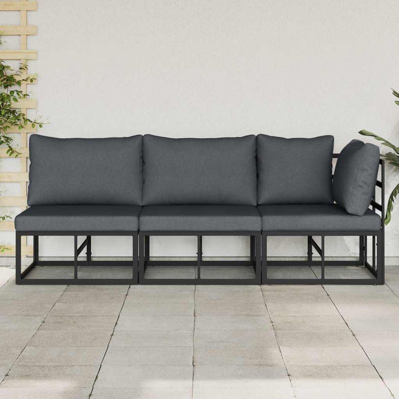 Casa si Gradina - Gradina si terasa - Mobilier exterior - Canapele si fotolii gradina - Seturi de mobilier de exterior cu perna cu perna 3 pcs Negru si antracit - Infinity.ro