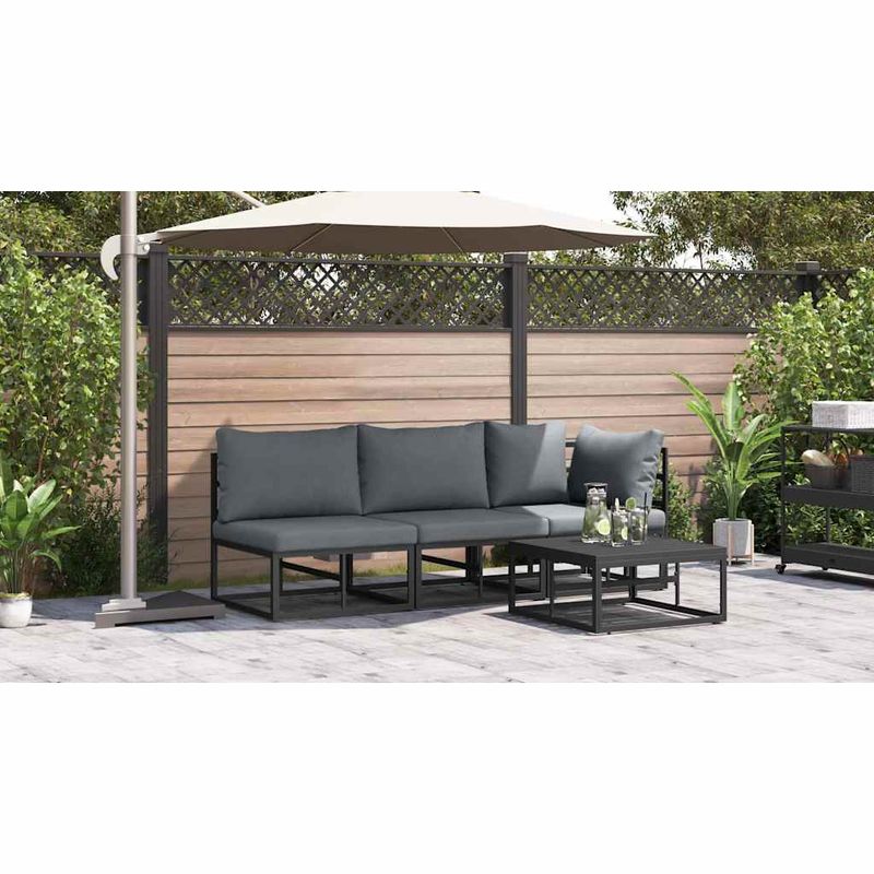 Casa si Gradina - Gradina si terasa - Mobilier exterior - Canapele si fotolii gradina - Seturi de mobilier de exterior cu perna cu perna 3 pcs Negru si antracit - Infinity.ro