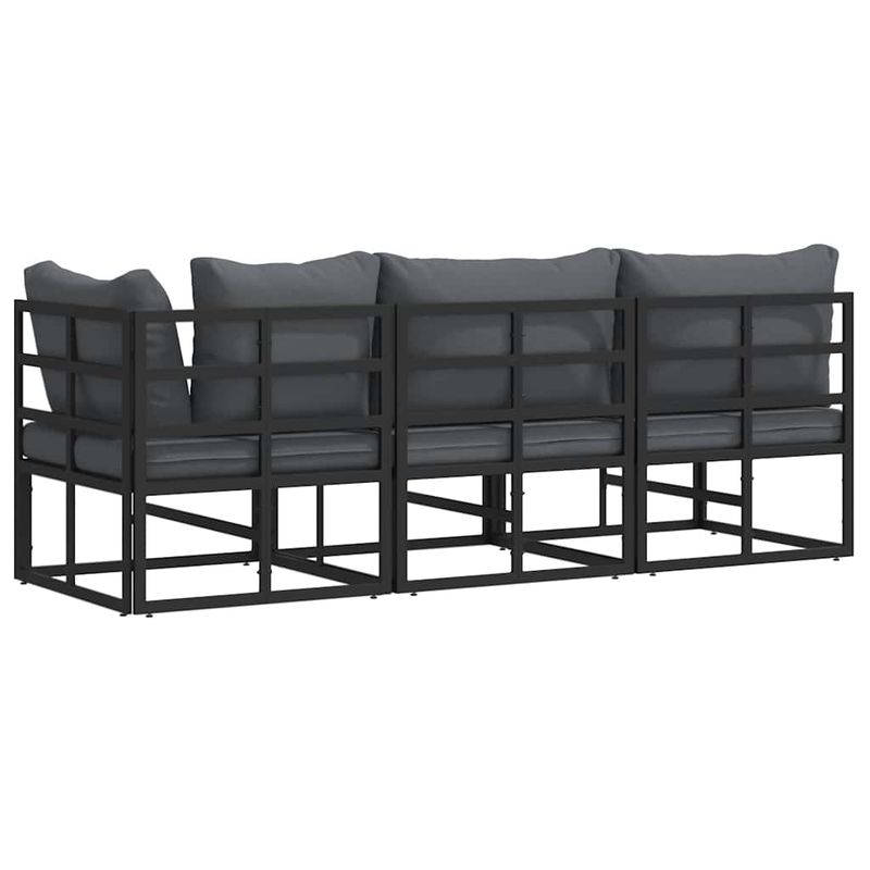 Casa si Gradina - Gradina si terasa - Mobilier exterior - Canapele si fotolii gradina - Seturi de mobilier de exterior cu perna cu perna 3 pcs Negru si antracit - Infinity.ro