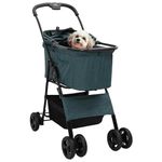 Petshop - Accesorii petshop - Culcusuri si custi - Genti si articole transport - Carucior pentru Pisici Pliante Ajustabil Verde 81 x 47 x 99 cm - Infinity.ro
