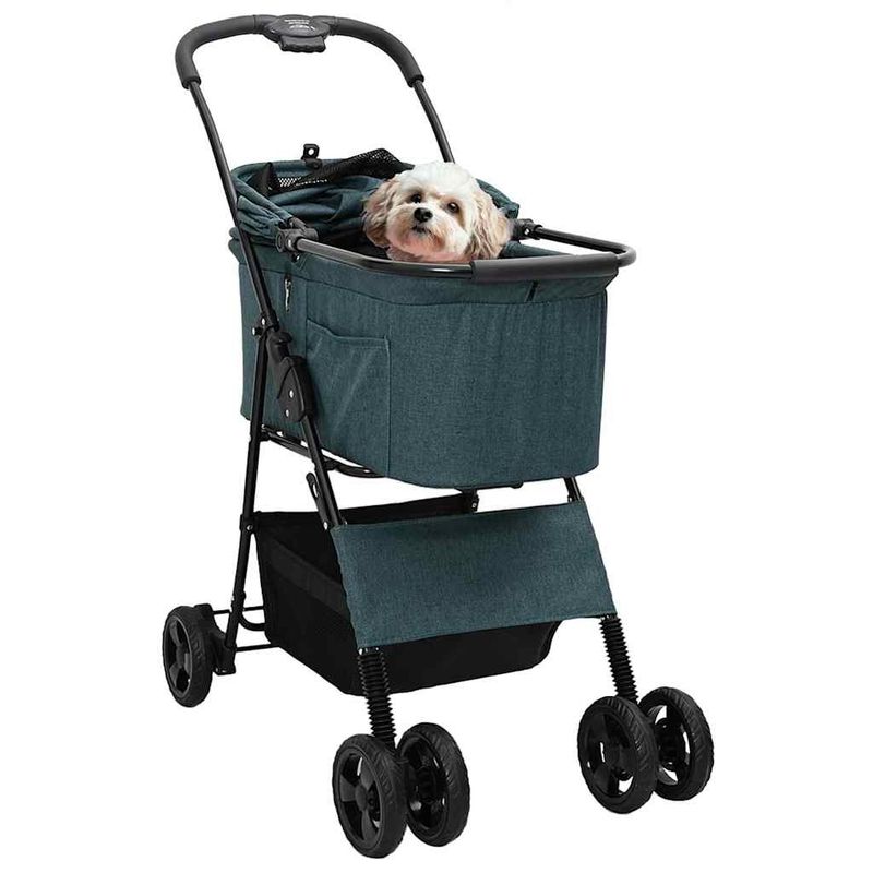 Petshop - Accesorii petshop - Culcusuri si custi - Genti si articole transport - Carucior pentru Pisici Pliante Ajustabil Verde 81 x 47 x 99 cm - Infinity.ro