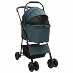 Petshop - Accesorii petshop - Culcusuri si custi - Genti si articole transport - Carucior pentru Pisici Pliante Ajustabil Verde 81 x 47 x 99 cm - Infinity.ro