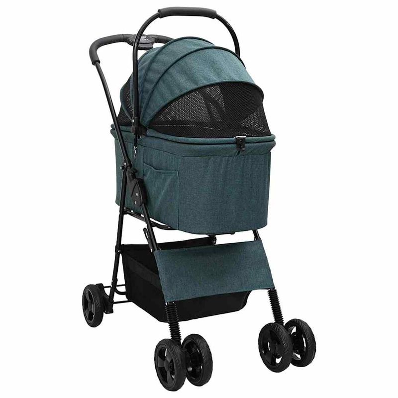 Petshop - Accesorii petshop - Culcusuri si custi - Genti si articole transport - Carucior pentru Pisici Pliante Ajustabil Verde 81 x 47 x 99 cm - Infinity.ro