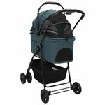 Petshop - Accesorii petshop - Culcusuri si custi - Genti si articole transport - Carucior pentru Pisici Pliante Ajustabil Verde 81 x 47 x 99 cm - Infinity.ro