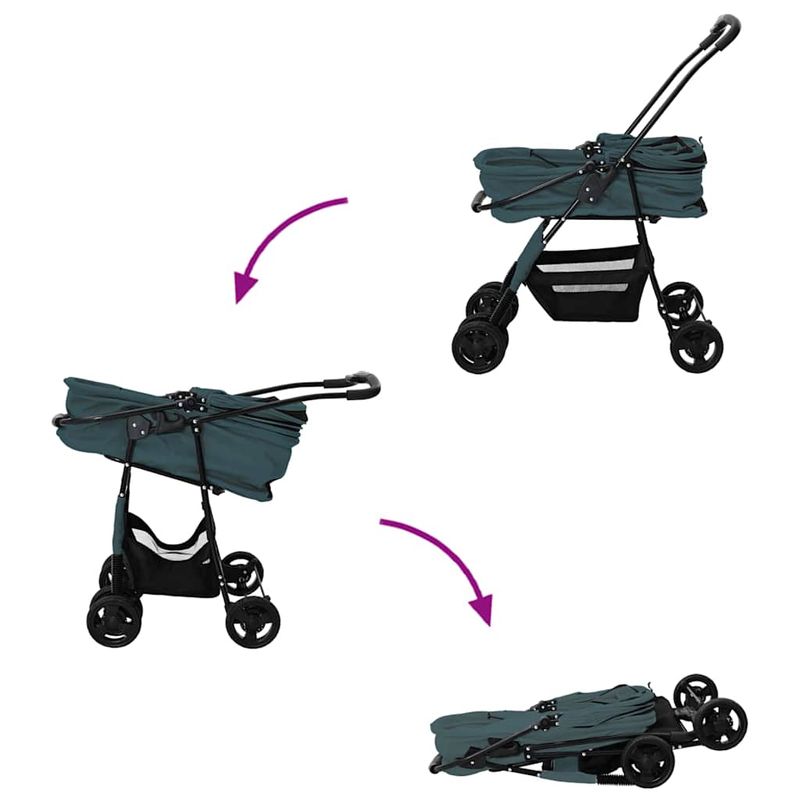 Petshop - Accesorii petshop - Culcusuri si custi - Genti si articole transport - Carucior pentru Pisici Pliante Ajustabil Verde 81 x 47 x 99 cm - Infinity.ro