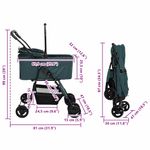 Petshop - Accesorii petshop - Culcusuri si custi - Genti si articole transport - Carucior pentru Pisici Pliante Ajustabil Verde 81 x 47 x 99 cm - Infinity.ro