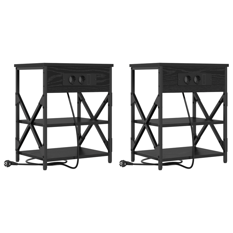 Casa si Gradina - Mobilier - Comode si corpuri - Noptiere - Cabinet de noptiere cu statie de incarcare 2 pcs Stejar negru - Infinity.ro