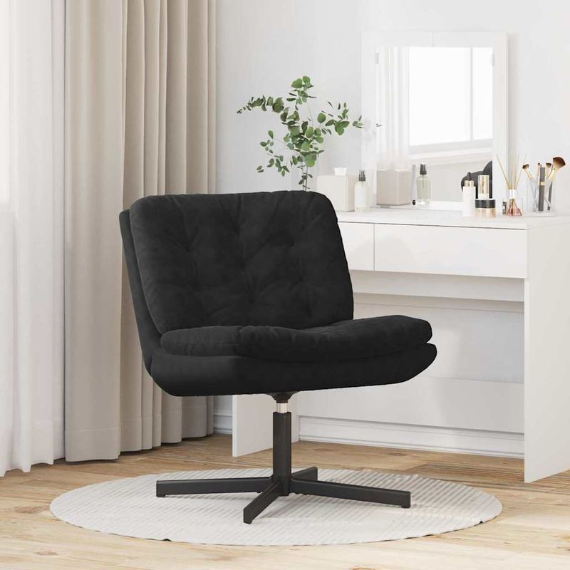 Casa si Gradina - Mobilier - Scaune si fotolii - Scaune - Scaun Relaxant Rotativ cu perna Altele Manual Negru 63 x 75 x 76 cm Catifea - Infinity.ro
