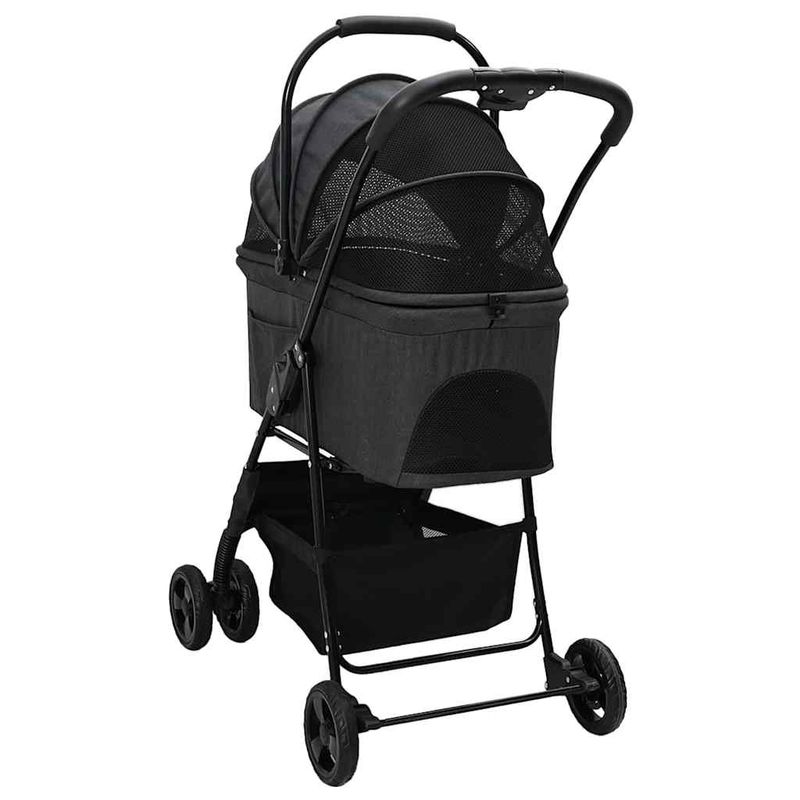 Petshop - Accesorii petshop - Culcusuri si custi - Genti si articole transport - Carucior pentru Pisici Pliante Ajustabil Negru 81 x 47 x 99 cm - Infinity.ro