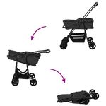 Petshop - Accesorii petshop - Culcusuri si custi - Genti si articole transport - Carucior pentru Pisici Pliante Ajustabil Negru 81 x 47 x 99 cm - Infinity.ro